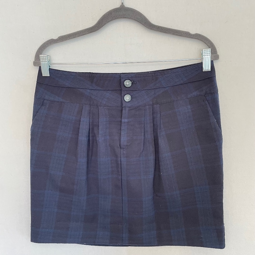 GAP Stretch Size 8 Blue Tartan Plaid Lined Mini Skirt